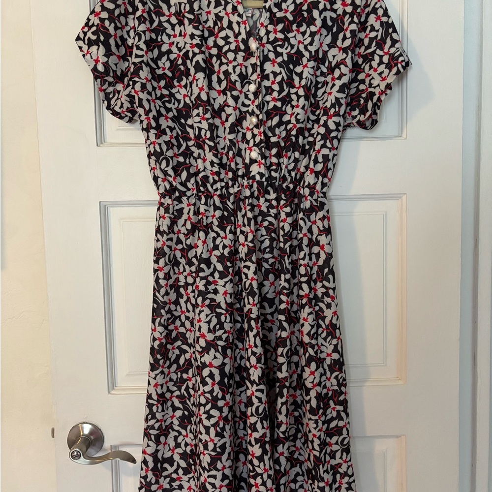 Haband Vintage 1960s 1970s Floral Print Midi Dress VTG